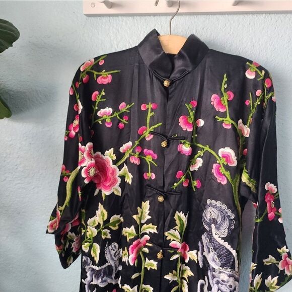 Jenny Lewis pure silk full heavy embroidery oriental tunic style cardigan - Picture 2 of 16